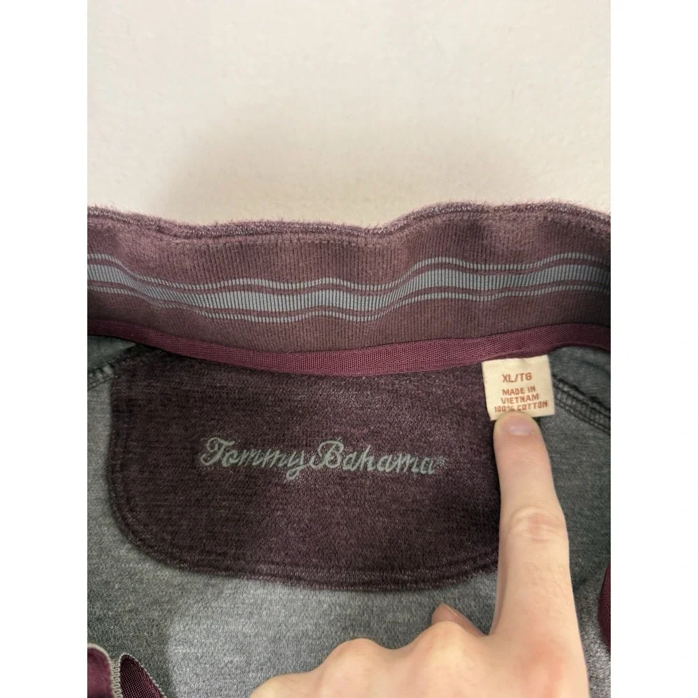 Tommy‎ Bahama Sweater Mens XL Long Sleeve 1/4 Zip Pullover Wine